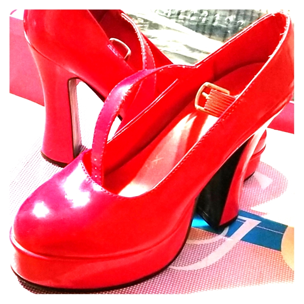 Red school girl heels